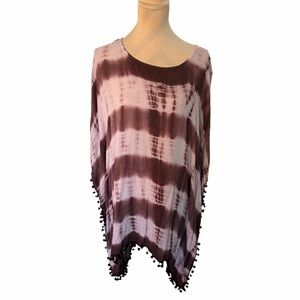 Tie-Dye Tunic with Pom-Pom Trim – Size L